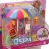 Barbie Chelsea Picnic Playset with Chelsea Doll (6-in Blonde), Pet Kitten, Picnic Table, Umbrella, Basket & Accessories, Gift for 3 to 7 Year Olds - 6