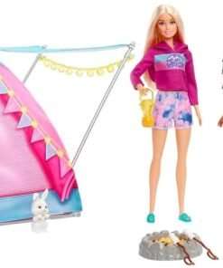 Barbie Dolls & 20 Accessories, It Takes Two Camping Tent Playset with Brooklyn & Malibu Dolls & 2 Moving Animals - 1