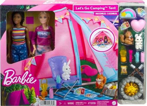 Barbie Dolls & 20 Accessories, It Takes Two Camping Tent Playset with Brooklyn & Malibu Dolls & 2 Moving Animals - 6