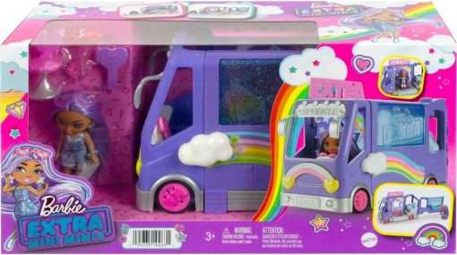 Barbie Extra Mini Minis Doll and Vehicle Playset, Expandable Tour Bus with Small Doll, Clothes and Accessories - 6