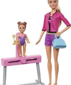 Barbie Gymnastics Coach Dolls & Playset with Coach Doll, Student Small Doll & Balance Beam with Clip & Sliding Mechanism - 1