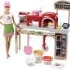 Barbie Pizza Chef Doll & Playset, Toy Oven & Counter with Sliding Conveyer Belt, Molds, 3 Dough Colors & Accessories - 1