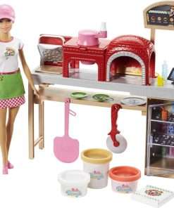 Barbie Pizza Chef Doll & Playset, Toy Oven & Counter with Sliding Conveyer Belt, Molds, 3 Dough Colors & Accessories - 1