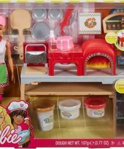 Barbie Pizza Chef Doll & Playset, Toy Oven & Counter with Sliding Conveyer Belt, Molds, 3 Dough Colors & Accessories - 10