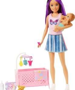 Barbie Skipper Babysitters Inc Crib Toy Playset with Skipper Doll, Baby Doll with Sleepy Eyes, Furniture & Accessories - 1