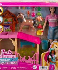 Barbie Toy Stable Playset with Fashion Doll, Small Toy Pony & 10+ Accessories, Inspired Mysteries- The Great Horse Chase - 6