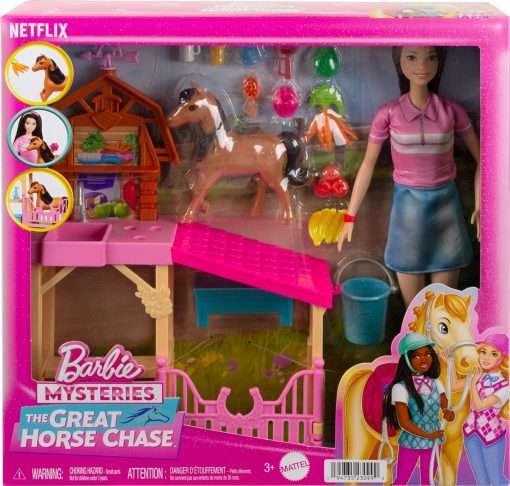 Barbie Toy Stable Playset with Fashion Doll, Small Toy Pony & 10+ Accessories, Inspired Mysteries- The Great Horse Chase - 6