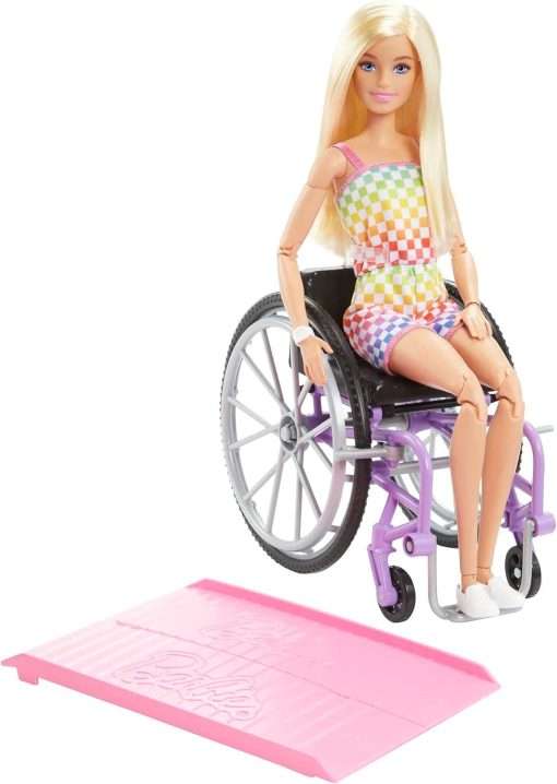 Barbie Fashionistas Doll #194 with Wheelchair & Ramp, Straight Blonde Hair & Rainbow Romper with Accessories - 1