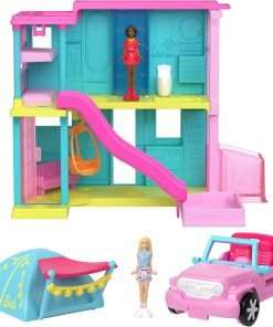 Bundle of Barbie Mini BarbieLand Mini Dreamhouse with Surprise 1.5-inch Doll, Furniture & Accessories, Elevator & Pool + Mini BarbieLand 1.5-inch Doll & Iconic Toy Vehicle - 1