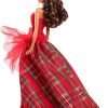 Barbie 2024 Holiday Barbie Dolls, Seasonal Collector Toy, Barbie Signature, Plaid Gown with Red Bow, Displayable Packaging, Light Brown Hair - 5
