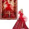 Barbie Signature Doll, 2024 Holiday Blonde Fashion Doll Wearing Gown with Plaid Skirt, Seasonal Collector Gift in Displayable Packaging - 1