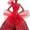Barbie Signature Doll, 2024 Holiday Fashion Doll with Brown Hair Wearing Plaid Gown, Seasonal Collector Gift in Displayable Packaging - 3