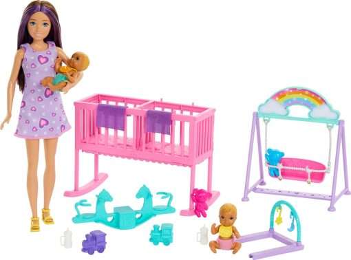 Barbie Skipper Doll & Nursery Playset with Accessories, Includes Twin Baby Dolls, 1 Crib, 1 Swing, 1 See-Saw & More - 1