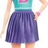 Barbie Fashionistas Doll #232 with Red Hair, Wearing Sporty “B” Jersey Top and Pleated Purple Skirt with Watch and Sneakers - 1