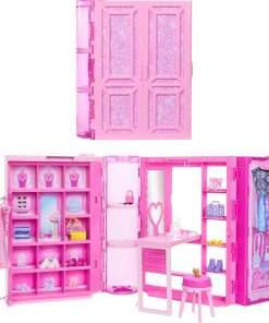 Barbie Dream Closet Toy Playset with Clothes & Accessories, 3-ft-Wide with 25+ Pieces, 4 Complete Fashion Looks - 1