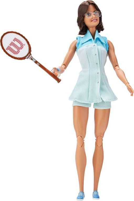Barbie Inspiring Women Series Billie Jean King Collectible Doll, Approx. 12-in, Wearing Tennis Dress and Accessories, with Doll Stand and Certificate of Authenticity - 1