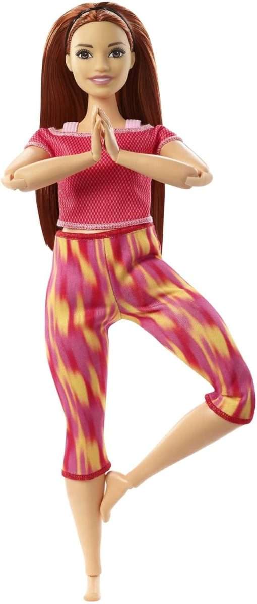 Barbie Made to Move Doll, Curvy, with 22 Flexible Joints & Long Straight Red Hair Wearing Athleisure-wear for Kids 3 to 7 Years Old - 1