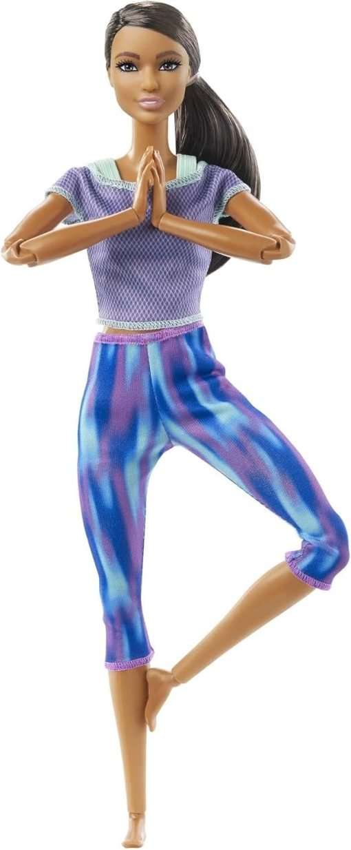 Barbie Made to Move Doll with 22 Flexible Joints & Curly Brunette Ponytail Wearing Athleisure-wear for Kids 3 to 7 Years Old - 1