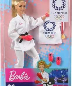 Barbie Olympic Games Tokyo 2020 Karate Doll with Karate Uniform, Tokyo 2020 Jacket, Medal, Helmet, Sparring Gloves and Sandals for Ages 3 and Up - 6