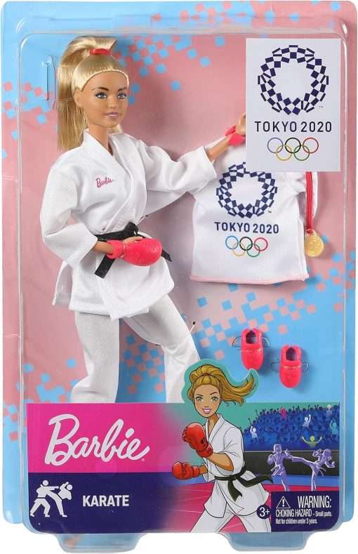 Barbie Olympic Games Tokyo 2020 Karate Doll with Karate Uniform, Tokyo 2020 Jacket, Medal, Helmet, Sparring Gloves and Sandals for Ages 3 and Up - 6