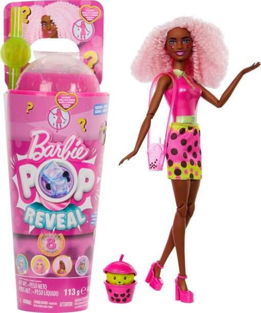Barbie Pop Reveal Bubble Tea Series Doll & Accessories with Fashion Doll & Pet, 8 Surprises Include Color Change, Cup with Storage (Styles May Vary) - 1