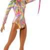 Barbie Rhythmic Gymnast Brunette Doll (12-in) with Colorful Metallic Leotard, 2 Clubs & Ribbon Accessory, Great Gift for Ages 3 Years Old & Up - 2