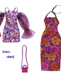 Barbie Clothes Set, Fashion & Accessory 2-Pack Dolls, 2 Dressy Floral-Themed Outfits with Styling Pieces for Complete Looks - 1