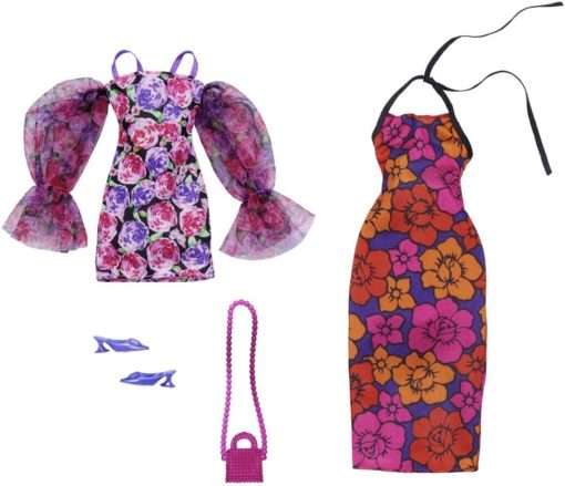 Barbie Clothes Set, Fashion & Accessory 2-Pack Dolls, 2 Dressy Floral-Themed Outfits with Styling Pieces for Complete Looks - 1