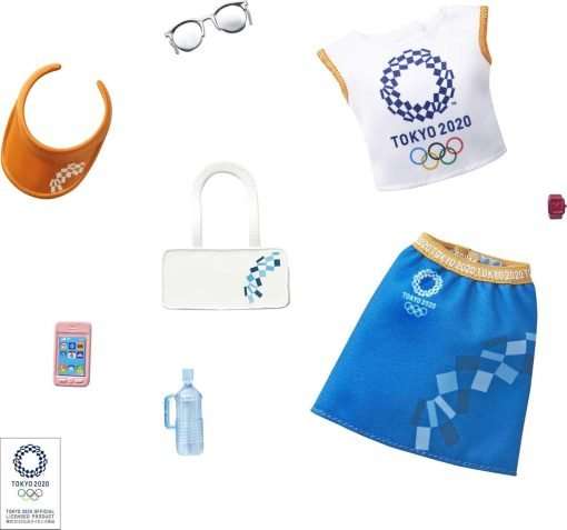 Barbie Fashion Pack of Doll Clothes Inspired by The Olympic Games Tokyo 2020, Collectible Set Includes Sports Top with Logo, Skirt & 6 Accessories - 1
