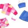 Barbie Fashions 2-Pack Clothing Set, 2 Outfits Doll Include Pink & Blue Inspired Skirt, Shorts, 2 Tops & 2 Accessories - 1