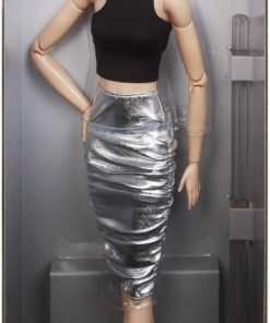 Barbie Signature Looks Doll (Original, Blonde Pixie Cut) Fully Posable Fashion Doll Wearing Black Crop Top & Metallic Skirt, Gift for Collectors - 6