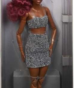 Barbie Signature Looks Doll (Petite, Red Hair) Fully Posable Fashion Doll Wearing Glittery Crop Top & Skirt, Gift for Collectors,Multi - 6