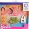 Barbie Storytelling Fashion Pack of Doll Clothes Inspired by The Olympic Games Tokyo 2020- Pink Transparent Jacket, Shorts and 6 Accessories Dolls, Gift for 3 to 8 Year Olds - 2