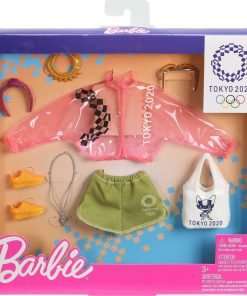 Barbie Storytelling Fashion Pack of Doll Clothes Inspired by The Olympic Games Tokyo 2020- Pink Transparent Jacket, Shorts and 6 Accessories Dolls, Gift for 3 to 8 Year Olds - 2