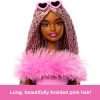Barbie Deluxe Style Doll #4 in Barbiecore Outfit, Pink and Brown Braids, Soft Pink Top and Pant Set with Furry Collar and Fun Accessories - 3