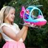 Barbie Helicopter with Spinning Rotors, Pink and Blue 2-Seater Design with Seatbelts and Pilot Controls - 2