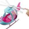 Barbie Helicopter with Spinning Rotors, Pink and Blue 2-Seater Design with Seatbelts and Pilot Controls - 3