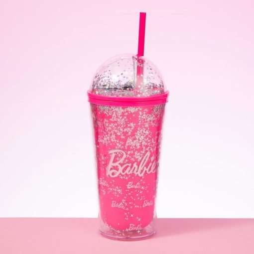 MINISO Barbie Collection Double Wall Plastic Tumbler with Straw 600mL BPA Free Clear Tumbler with Lid Perfect for On the Go - 1