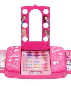 Townley Girl Barbie Beauty Vanity Set with Light-Up Mirror - Includes Lip Gloss, Eye Shadow, Brushes, Nail Polish, Accessories, and More! - Ages 3+ - Perfect for Parties, Sleepovers, and Makeovers - 1