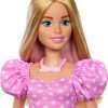 Barbie 28-in Blonde Fashion Doll with Removable Fashions, Pink Top, Denim Skirt, & Cowboy Boots, Necklace and Purse Accessory - 3