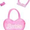 Barbie 28-in Blonde Fashion Doll with Removable Fashions, Pink Top, Denim Skirt, & Cowboy Boots, Necklace and Purse Accessory - 5