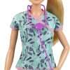 Barbie Careers Fashion Doll & Accessory, Nurse Wearing Print Top, Pink Pants & White Shoes with Stethoscope - 4