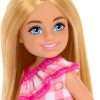 Barbie Chelsea Doll, Small Doll Wearing Removable Checked Dress & Pink Shoes with Blonde Hair & Blue Eyes - 2