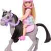 Barbie Chelsea Doll & Toy Horse Set, Includes Helmet Accessory & Saddle, Small Doll Bends at Knees to “Ride” Gray Pony - 1