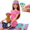 Barbie Doll & Playset with 2 Toy Dog Figures & 10+ Accessories, Puppy Slumber Party with Color-Change Feature, Sleeping Bag, Eye Masks & More - 5
