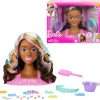 Barbie Doll Styling Head, Brown Hair with 20+ Hair Styling Accessories Including Star & Butterfly Color Change Hair Clips - 1