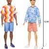 Barbie Fashionistas Ken Doll #219 with Slender Body Wearing a Removable Long-Sleeve Pink & Blue Patterned Shirt with Shorts - 7