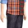 Barbie Ken Fashionistas Doll #154 with Sculpted Purple Hair Wearing a Color-Blocked Plaid Shirt, Black Denim Pants & Boots, Toy for Kids 3 to 8 Years Old - 3
