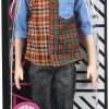 Barbie Ken Fashionistas Doll #154 with Sculpted Purple Hair Wearing a Color-Blocked Plaid Shirt, Black Denim Pants & Boots, Toy for Kids 3 to 8 Years Old - 7
