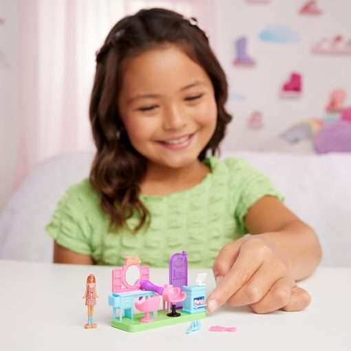 Barbie Mini BarbieLand Collectible Hair Salon Playset with 1.5-Inch Doll, Style Station with Mirror, Shampoo Area and Reception Desk for Storytelling Play - 2